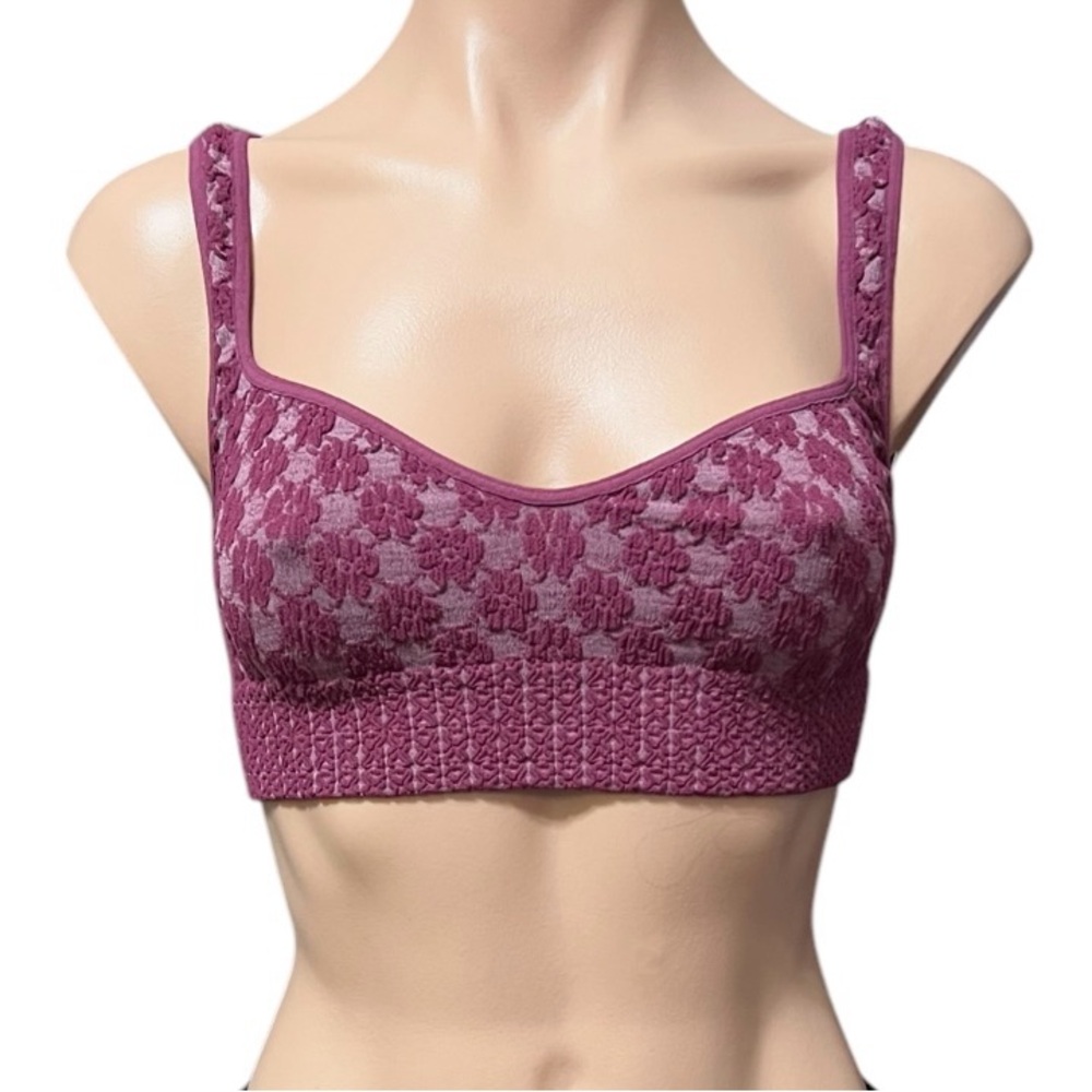 Free People Wine Purple Knit Bralette with Sweetheart Neckline Women’s M/L NWT